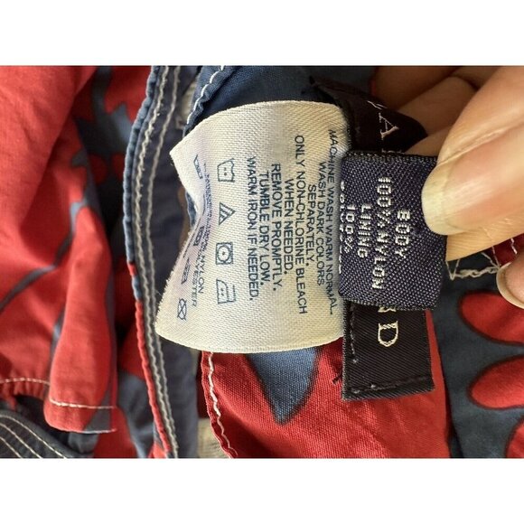 Land’s End Cargo Swim Floral Shorts Men's M Blue  Hawaiian Trunks Board - Picture 10 of 11